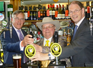 Official launch of Winning Co-ALE-ition with Howling's two local MPs from left to right -- Sir Gerald Howarth, Howling and James Arbuthnot